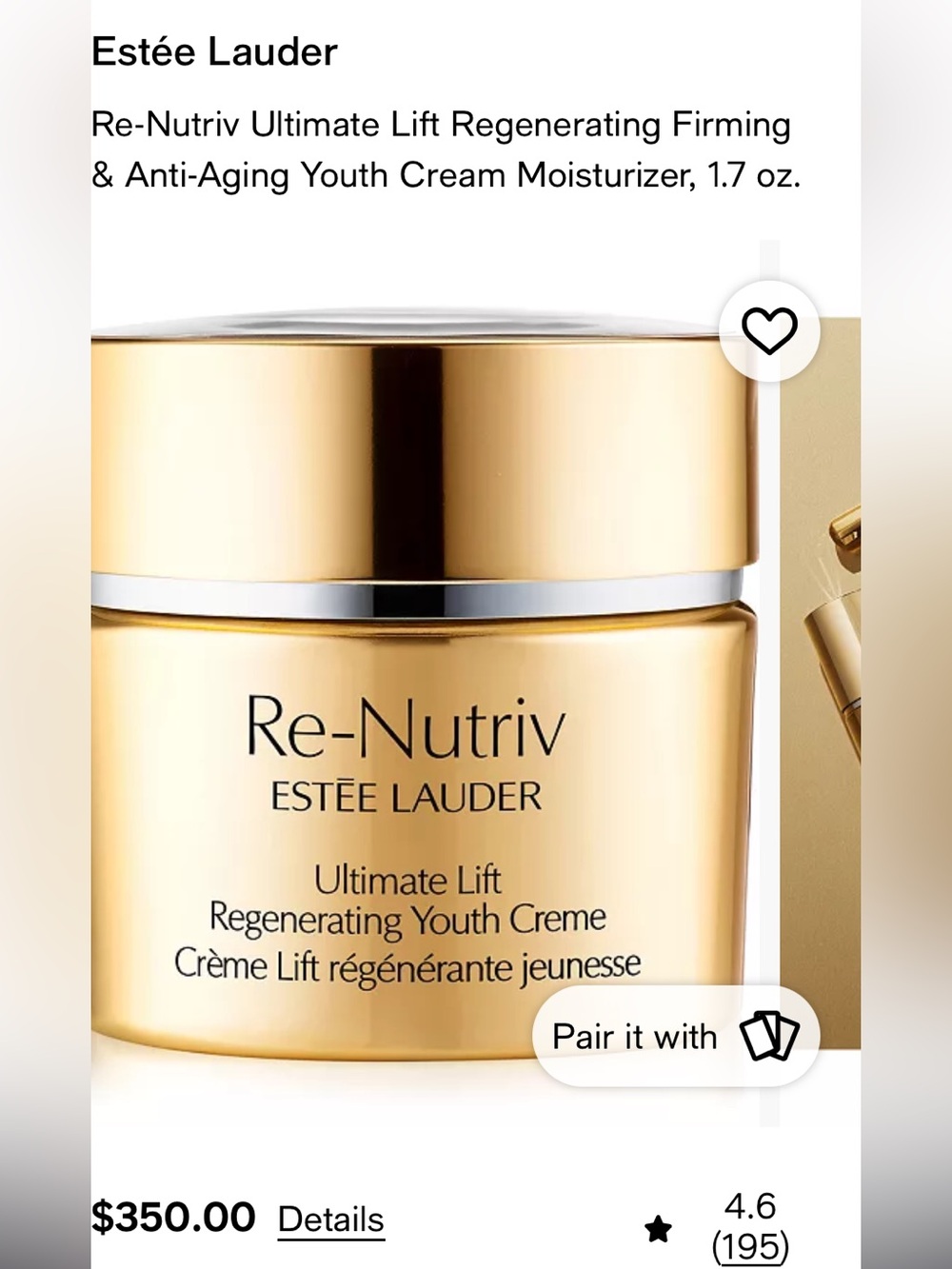 Estee Lauder Re-Nutriv Gold Skincare Set